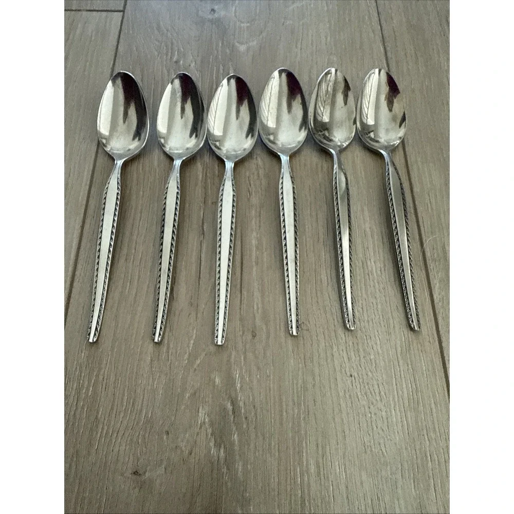 6 PCs National‎ Stainless Vintage Granada Pattern Flatware Teaspoons Japan